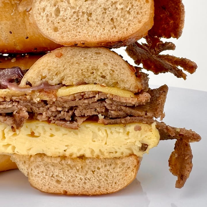 photo of Ben & Esther’s Vegan Delicatessen Steak and Eggs Bagel Sandwich shared by @pdxveg on  25 Nov 2021 - review