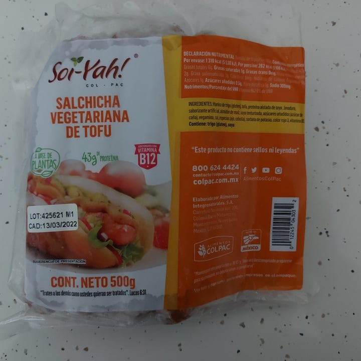 review photo of Soi-yah! Proteina Vegetal Estilo Salchicha Con Tofu shared by @mariana2703 on 02 Nov 2021 - review