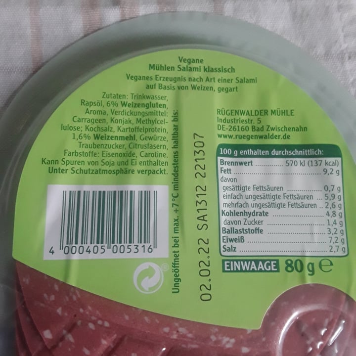 review photo of Rügenwalder Mühle Vegane Mühlen Salami shared by @rickyvangore on 10 Jan 2022 - review