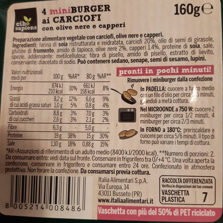 photo of Cibo Sapiens Mini Burger Ai Carciofi shared by @misswl73 on  27 Jun 2022 - review