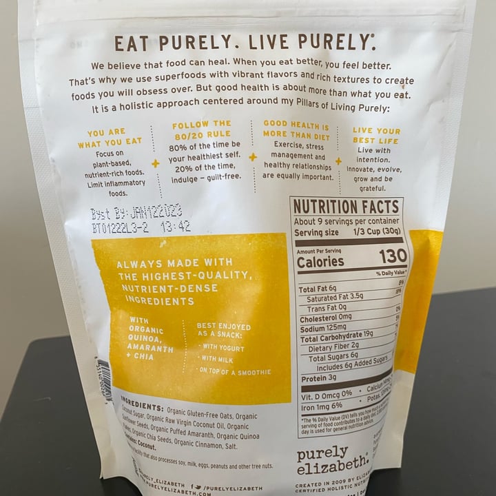 review photo of Purely Elizabeth Ancient Grain Granola shared by @rootedinlove on 03 May 2022 - review