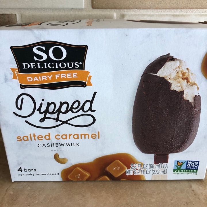 photo of So Delicious Dairy Free Dipped Salted Caramel Cashewmilk Ice Cream Bars shared by @veggietable on  27 Mar 2021 - review