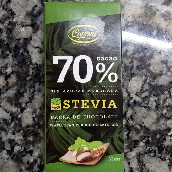 photo of Copani Barra de chocolate 70% cacao endulzada con stevia shared by @emalopez on  29 Dec 2021 - review