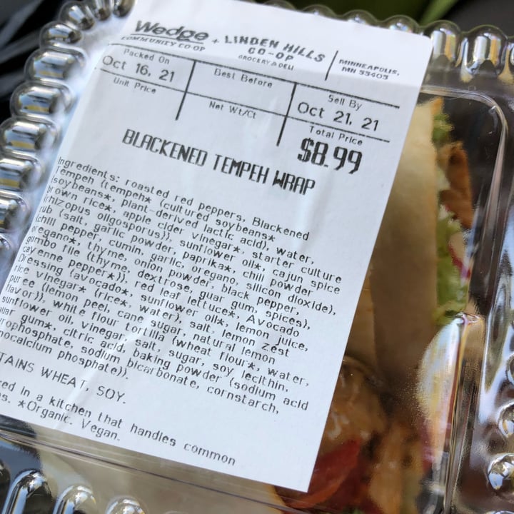 photo of Wedge Community Co-op Blackened Tempeh Wrap shared by @katiewink on  26 Oct 2021 - review