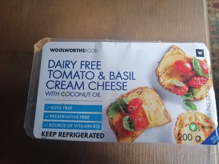 photo of Woolworths Food Dairy Free Tomato & Basil Cream Cheese shared by @cholland on  08 Dec 2019 - review