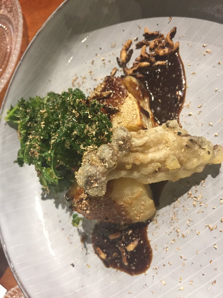 photo of HRVST Cafe & Bar Hay salt baked celeriac, onion purée, veggie jus, charred kale, tempura shimeji chunk, puffed wild rice, shaved shiitake shared by @s1224 on  29 Mar 2018 - review