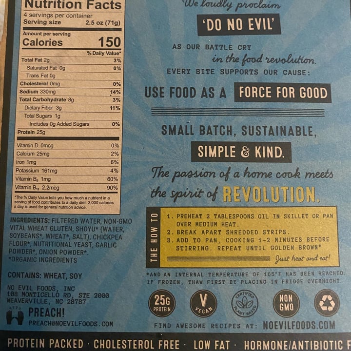 photo of No Evil Foods No Chicken Comrade Cluck shared by @knorthway on  08 Dec 2021 - review