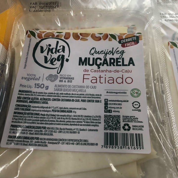 review photo of Vida Veg queijo mussarela fatiado 100% vegetal shared by @pablogimenes on 11 May 2022 - review