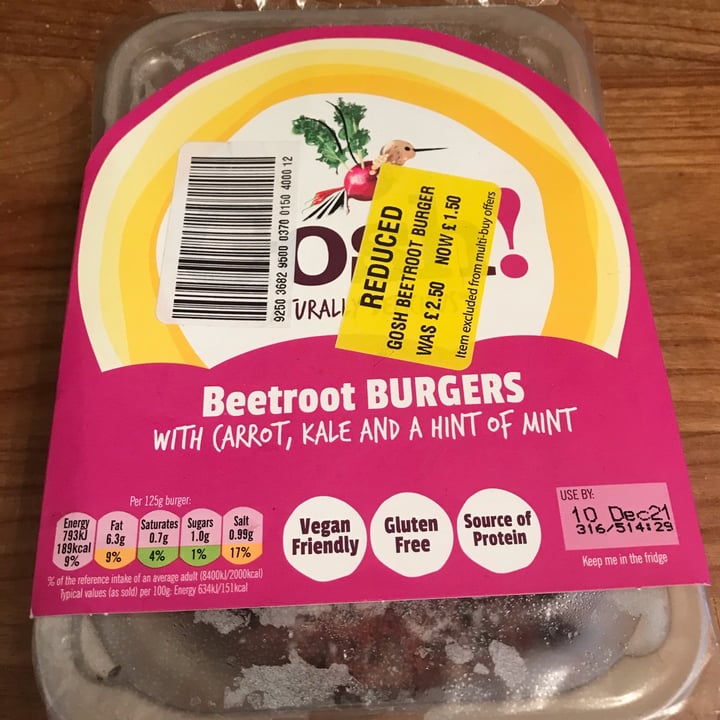 photo of Gosh! Gosh Beetroot Burger shared by @melissashode on  19 Dec 2021 - review