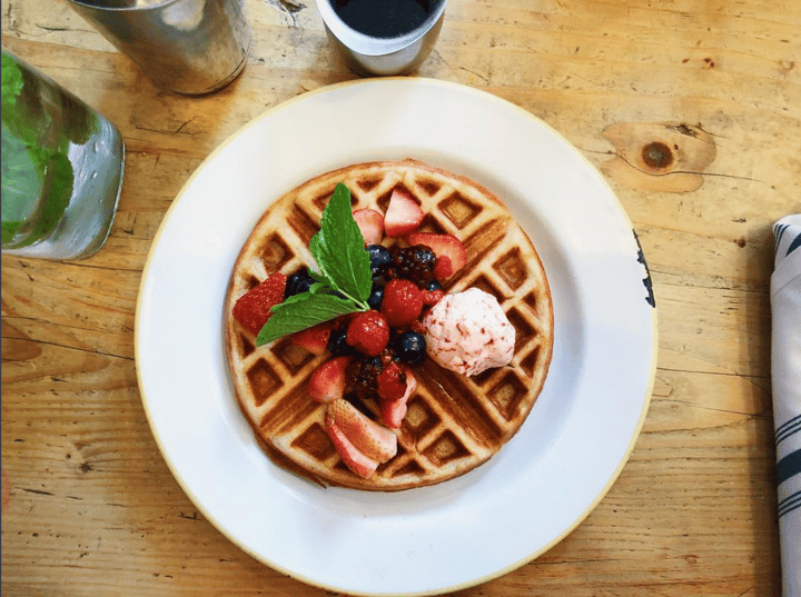 review photo of The Butcher's Daughter Weekend Waffles shared by @jamievaldez on 28 Feb 2018 - review