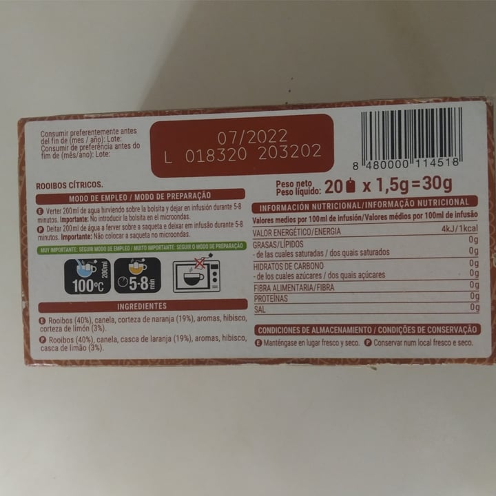 review photo of Hacendado Roiboos cítricos shared by @livelikevegansss on 19 Sep 2020 - review