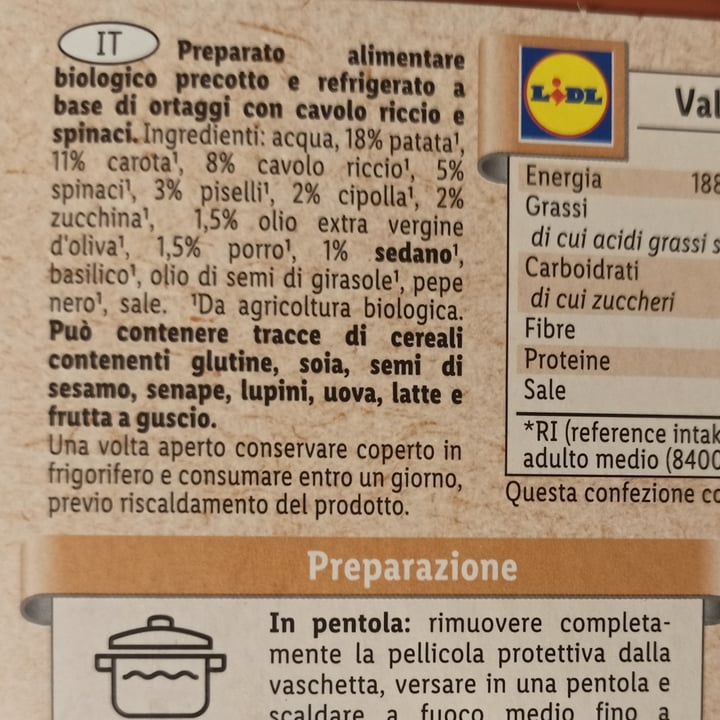 photo of Vallericca Crema con cavolo riccio e spinaci bio shared by @metalcricia on  01 Apr 2022 - review