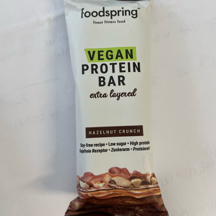 photo of Foodspring Vegan Protein Bar Hazelnut Crunch shared by @lapalermitanavegana on  27 Mar 2022 - review