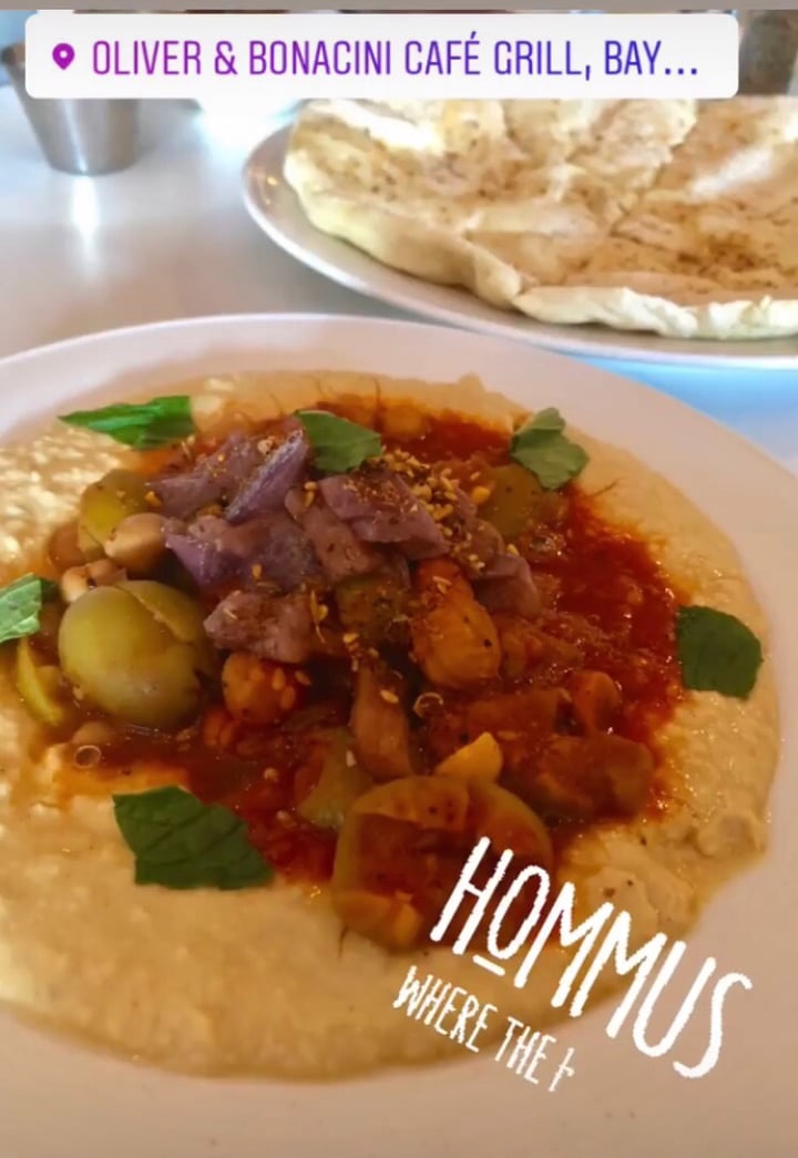 review photo of Oliver & Bonacini Café Grill Garlic Hummus & Flatbread shared by @jane on 06 Sep 2019 - review