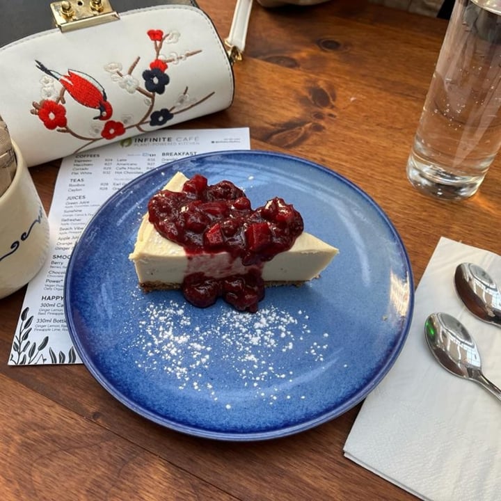 photo of Infinite Café Plant-Powered Kitchen Cheesecake shared by @sarahwouters1 on  28 Jun 2022 - review