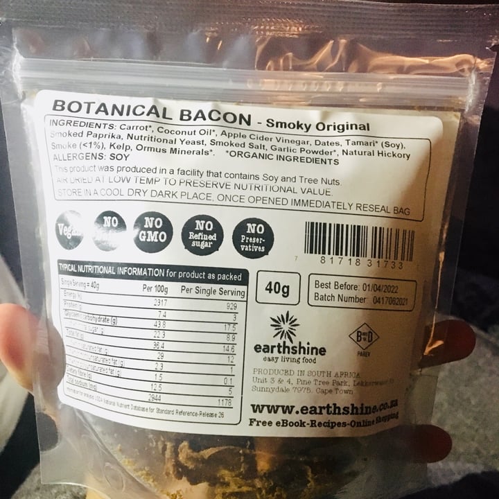 photo of Earthshine Botanical Bacon Smoky Original Flavour shared by @taz on  02 Oct 2021 - review