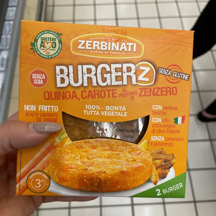 photo of Zerbinati burger quinoa, carote al profumo di zenzero shared by @lavinias on  30 Sep 2022 - review