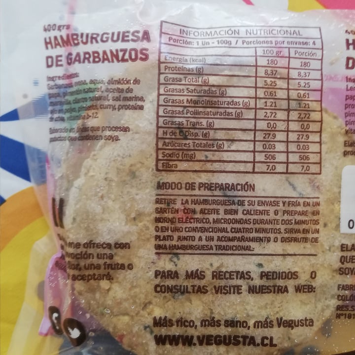 photo of Vegusta Hamburguesa de garbanzos shared by @camilix on  01 Dec 2020 - review