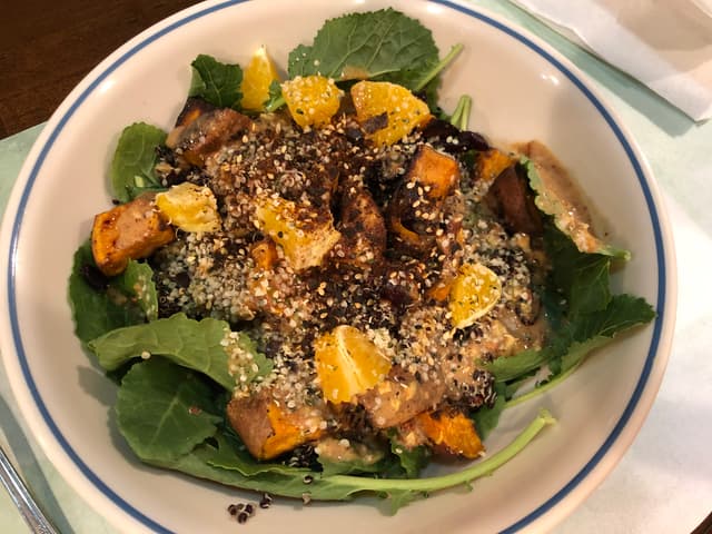 Photo of the dish “SUPERFOOD BOWLS with Cranberries, Orange & Ginger Almond Sauce”