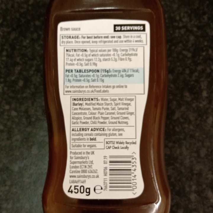 photo of Sainsbury's Hubbards Food store Brown Sauce shared by @ragamuffin on  11 Dec 2020 - review