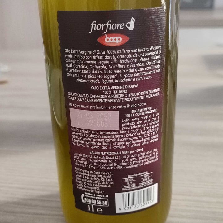 review photo of Coop Olio extra vergine 100% italiano e non filtrato shared by @giuliagoolia on 08 Apr 2022 - review