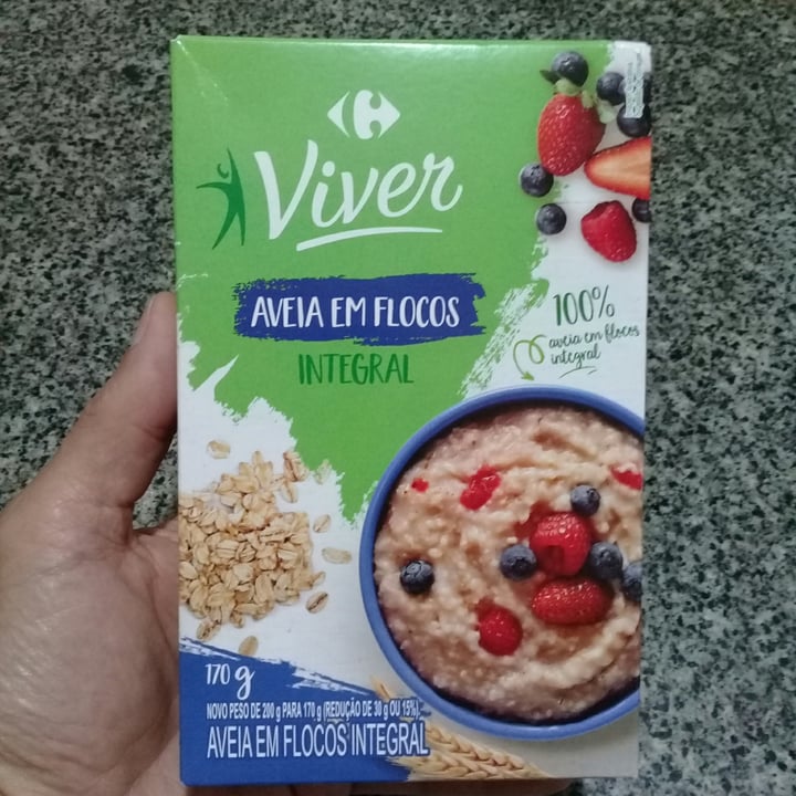 photo of Carrefour Aveia em flocos integral shared by @souvegano on  29 May 2022 - review