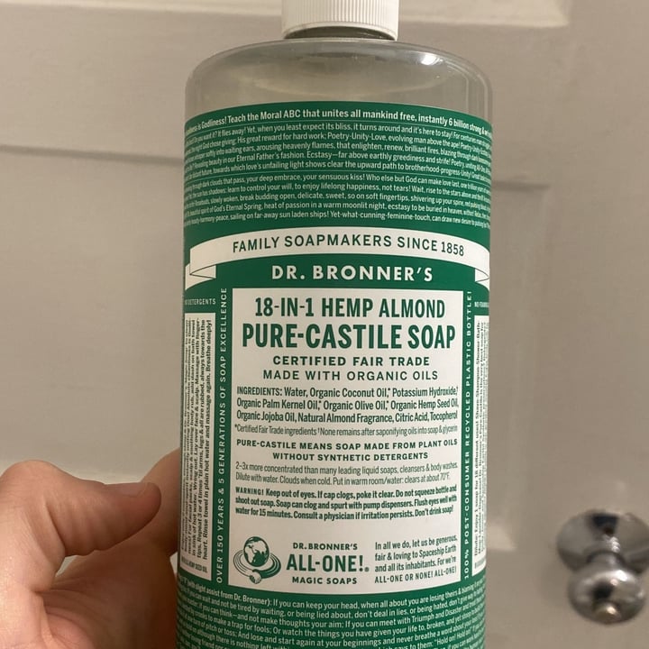 photo of Dr. Bronner's 18 In 1 Almond Pure Castile Soap shared by @jeffpend on  29 Nov 2022 - review