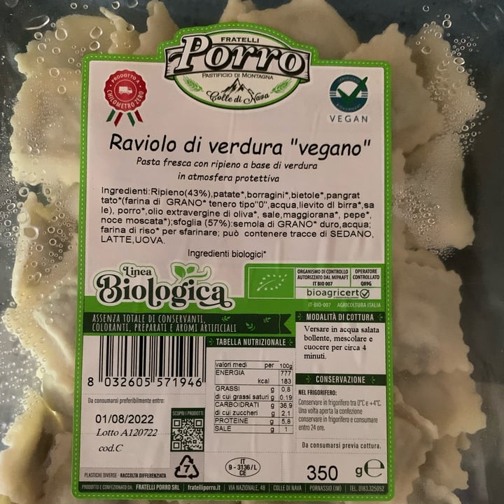 photo of Fratelli Porro Raviolo di verdura vegano shared by @veggiemiao on  28 Jul 2022 - review