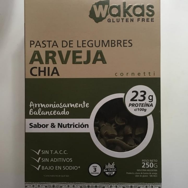 photo of Wakas Pasta de Legumbres Arvejas y Chia shared by @sandru on  29 Jun 2022 - review