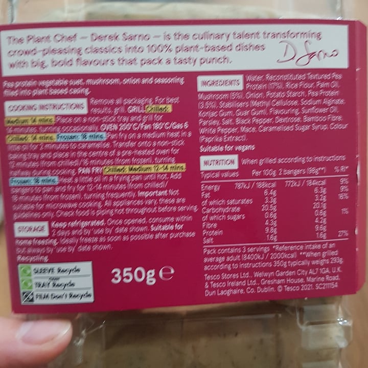 review photo of Tesco Plant Chef 6 Cumberland-Style Bangers shared by @immy on 09 May 2021 - review