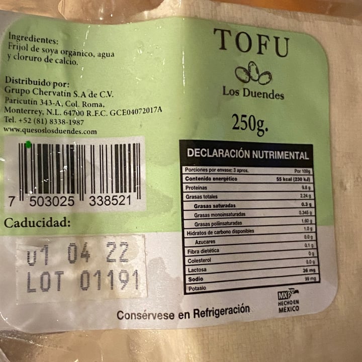 photo of Quesos Los Duendes Línea Vegana Tofu Orgánico shared by @rroby on  07 Jan 2022 - review