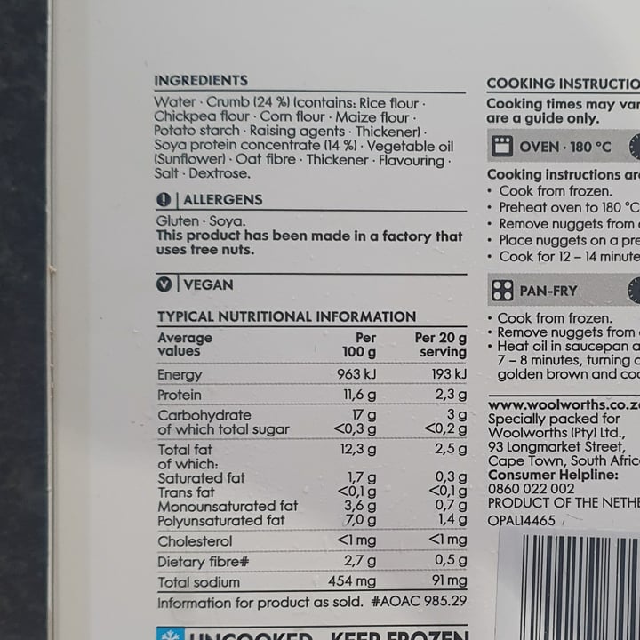 photo of Woolworths Food Plant Powered Protein Nuggets shared by @rozaanfichardt on  06 Oct 2020 - review