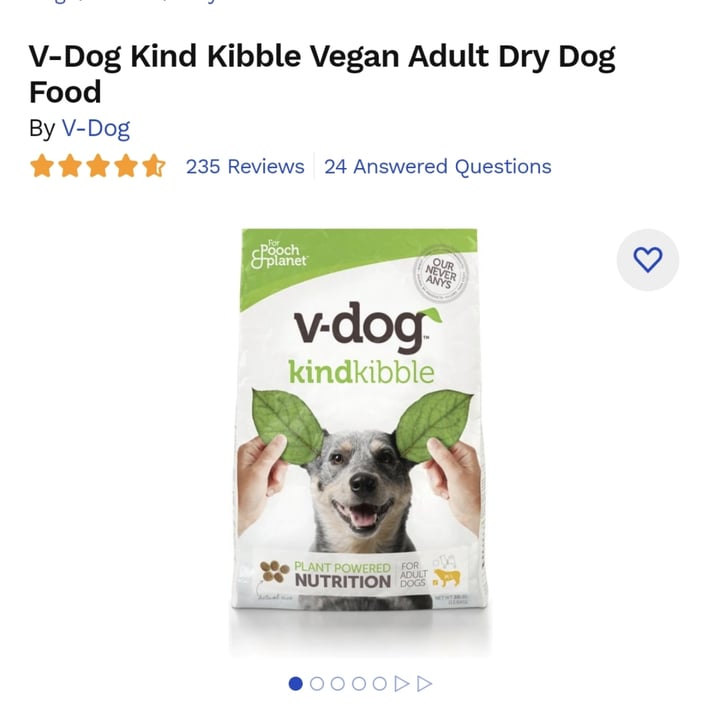 photo of v-dog v-dog kind kibble 20 LB bag shared by @manonb on  31 Aug 2022 - review