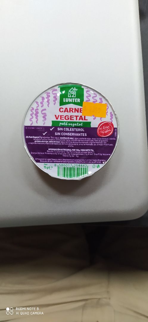 photo of Lunter Pate Vegetal Sabor Carne Vegetal shared by @francosi on  25 Jan 2020 - review