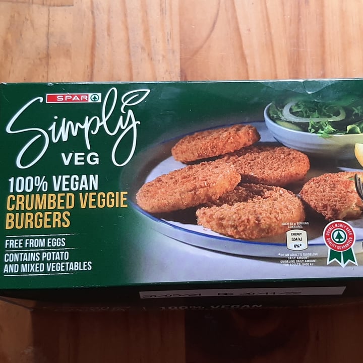 photo of Spar 100% Vegan Crumbed Veggie Burgers shared by @punkhippiesa on  18 Nov 2021 - review