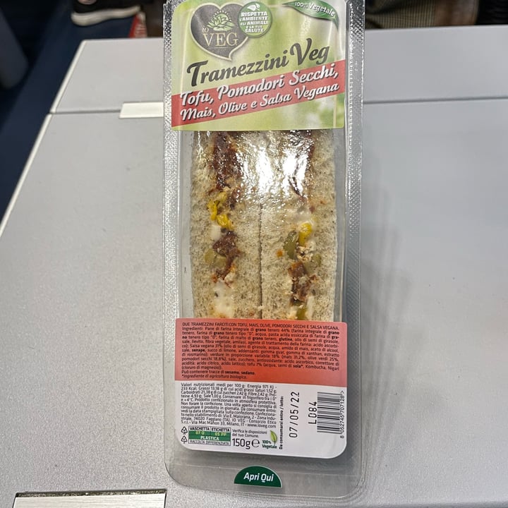 review photo of ioVEG Tramezzini Veg Tofu, Pomodori Secchi, Mais, Olive E Salsa Vegana shared by @myrtleberries on 19 Apr 2022 - review