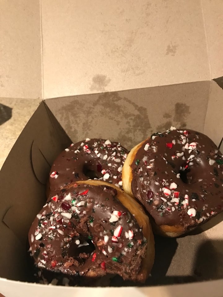 photo of Empire Donuts View Street Vegan chocolate candy cane sprinkled donut shared by @vegan4lyfe on  02 Dec 2019 - review