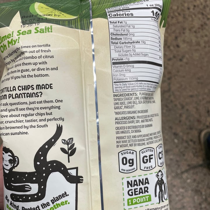 photo of Barnana Plantain tortilla chips lime & sea salt shared by @kp03 on  27 Feb 2021 - review