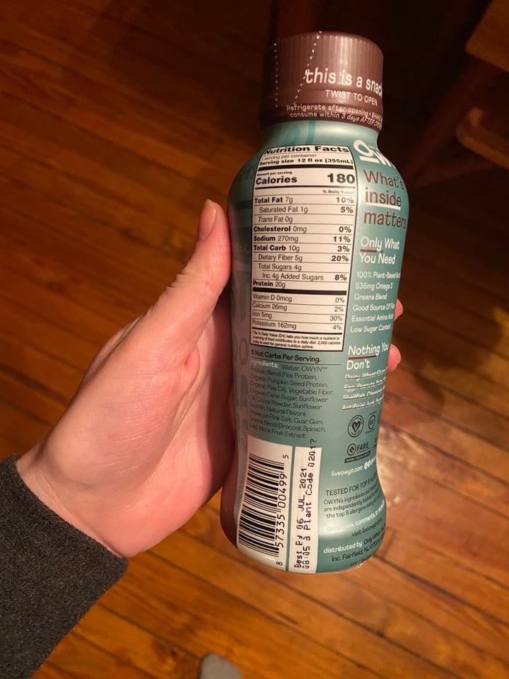 review photo of OWYN Protein Drink Dark Chocolate shared by @jhill1123 on 01 Apr 2020 - review