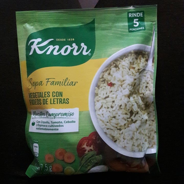 photo of Knorr Sopa familiar de vegetales con fideos de letras shared by @veggimimi on  22 Jun 2020 - review