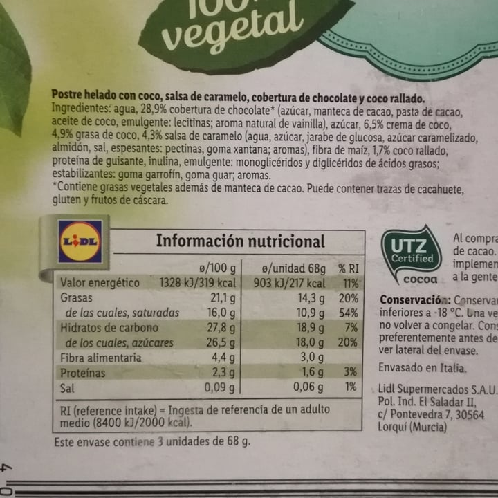 photo of Gelatelli Coco & Caramelo con Crema de Coco shared by @vegan-vegan on  03 Jun 2020 - review