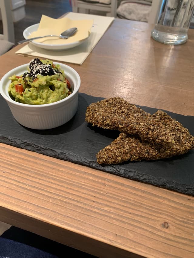 Photo of the dish ““Scrambled egg” spread with raw bread”