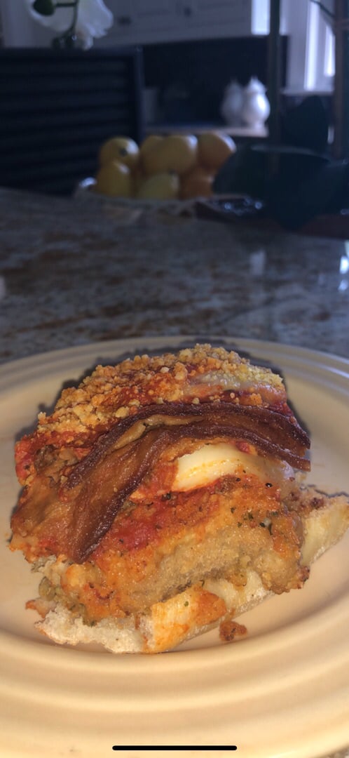 review photo of Three Girls Vegan Creamery Chicken Eggplant Sandwhich shared by @liseoks on 01 Apr 2020 - review