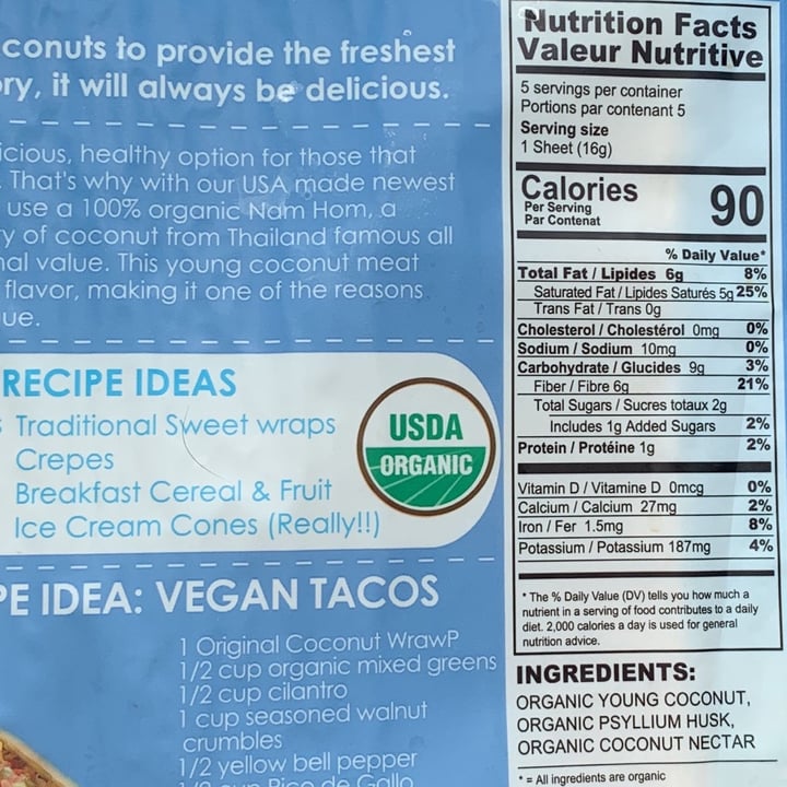review photo of Wrawp Organic Coconut Wraps shared by @anniehafer on 17 Jul 2022 - review