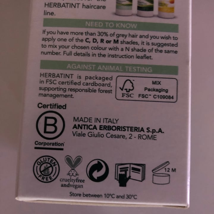 photo of Herbatint Permanent Hair Color Gel shared by @vegansocietynamibia on  25 Jan 2021 - review