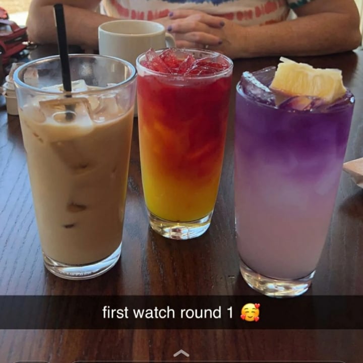 photo of First Watch Juice Bar - Morning Meditation, Purple Haze, Iced Coffee With Oat Milk shared by @phlips429 on  26 Jun 2022 - review