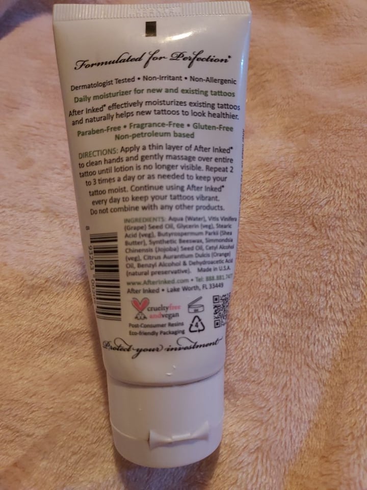 photo of After Inked Tattoo Moisturized And Aftercare Lotion shared by @rattus on  27 Jan 2020 - review