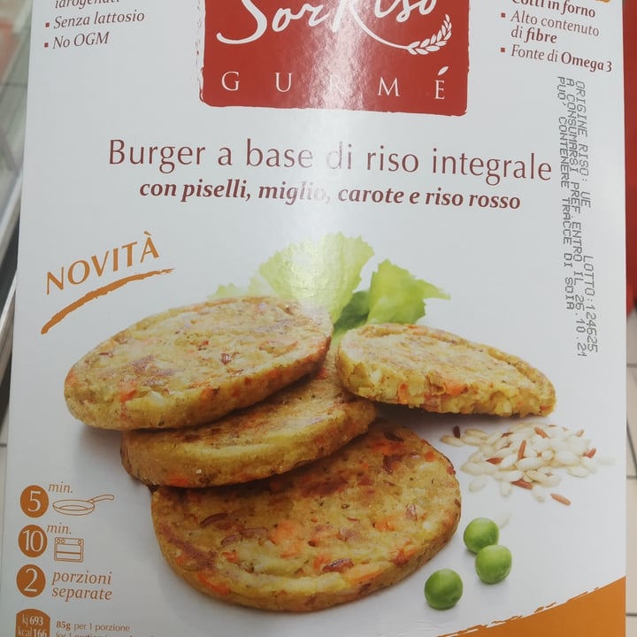 photo of SorRiso Gurmé Burger di Riso Integrale con Piselli, Miglio e Carote shared by @filippop on  12 Oct 2021 - review