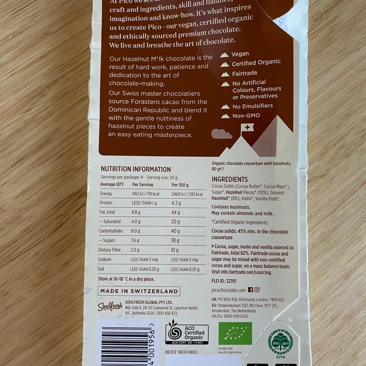 photo of Pico Chocolate Almond M*lk shared by @adelepaige on  25 Nov 2022 - review