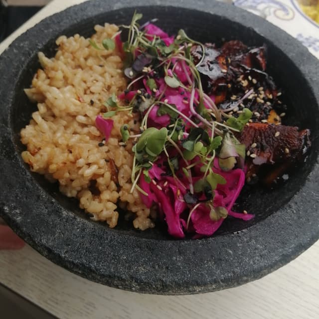 Photo of the dish “Arroz teriyaki con setas”